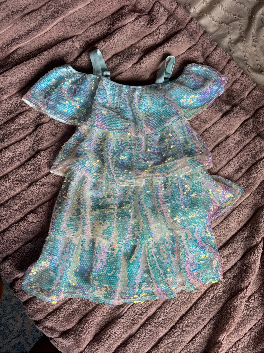 Billieblush Girls Aqua Blue Sequin Dress